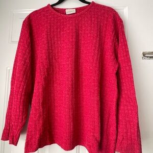 Jaclyn Smith Vintage Textured Red Crew Neck Sweater